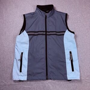 Cheetah Womens Grey Blue Full Zip Mesh Back Athletic Running Vest Size Medium